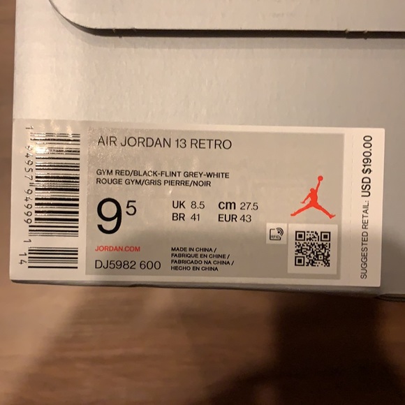 Nike Air Jordan Retro 13 Gym Red Flint US 9.5 New - Picture 4 of 12